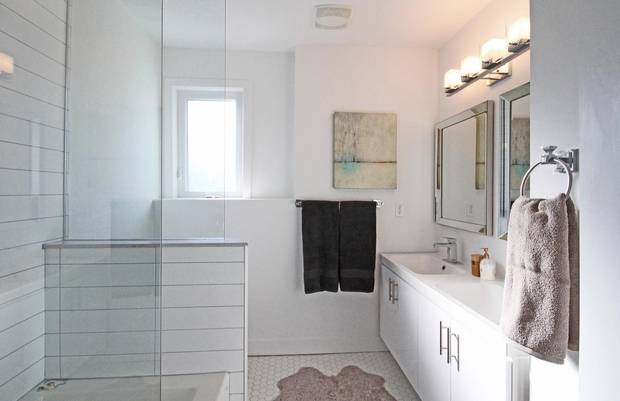 One of the bathrooms was expanded to add a double vanity.