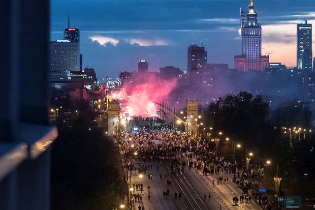 Nov. 11, 2017: Far-right groups organize a rally in Warsaw for Poland's Independence Day celebrations.