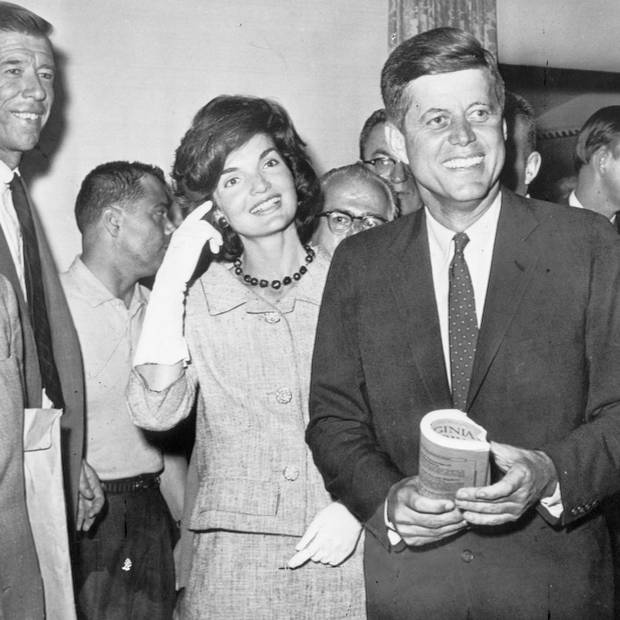 John F. Kennedy and Jackie Kennedy leave a news conference in New York on July 11, 1960.