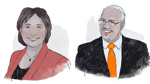 BC Liberal Leader Christy Clark, left, and B.C. NDP Leader John Horgan.