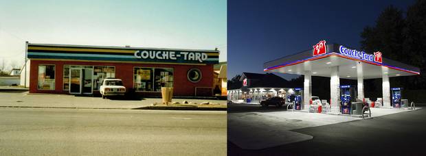 Couche-Tard as it looked back in 1980, when the chain was founded, and Couche-Tard today