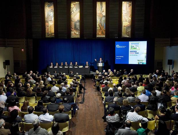 Gerald Soloway addresses investors and executives during the Home Capital Group annual general meeting in 2011.