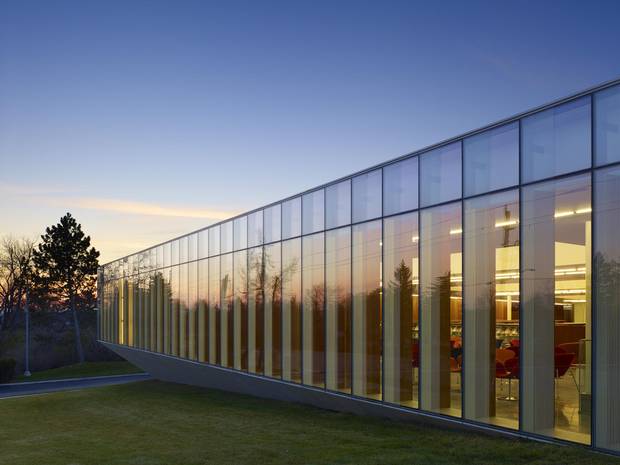 The Library incorporates the Niagara Escarpment into its design. 