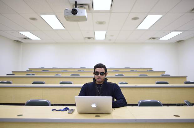 Zeeshan Mahmood is one of nearly 70,000 Canadians who have both impaired sight and hearing.