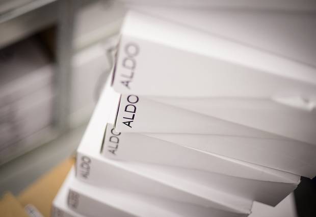 Boxes of shoes at the Aldo location in Toronto's Yorkdale Shopping Centre.