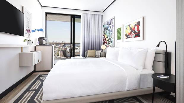 Even in upper-end suites, guests must call for an attachable desk.