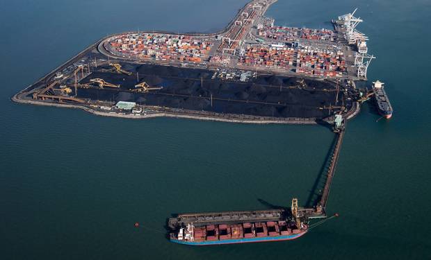 Ships are loaded with coal at Westshore Terminals in Delta, B.C., in February of 2014.