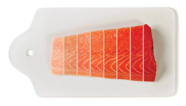 Farmed salmon don't eat the same varied of food wild salmon do, hence the need for carotenoids, which are pigment molecules produced mainly by plants, and are only available to animals via diet