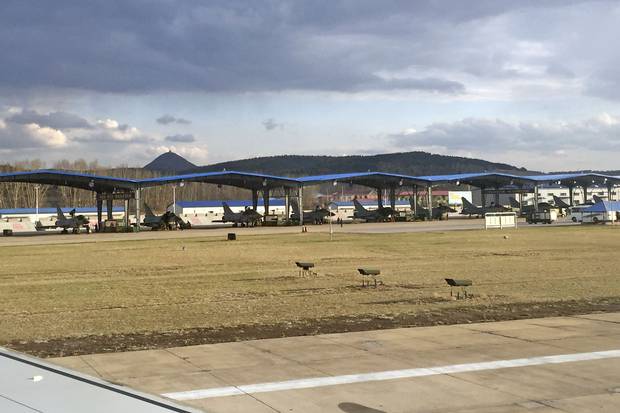 Crews prepare fighter jets at China’s Yanji airport amid elevated tensions with North Korea.