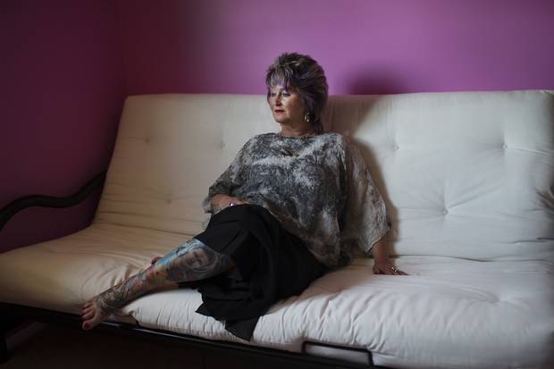 Betty-Lou Kristy has a tattoo of her son Pete on her leg.