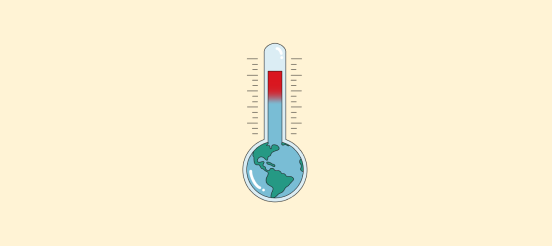 Climate newsletter illustration - earth as a thermometer and temperature rising