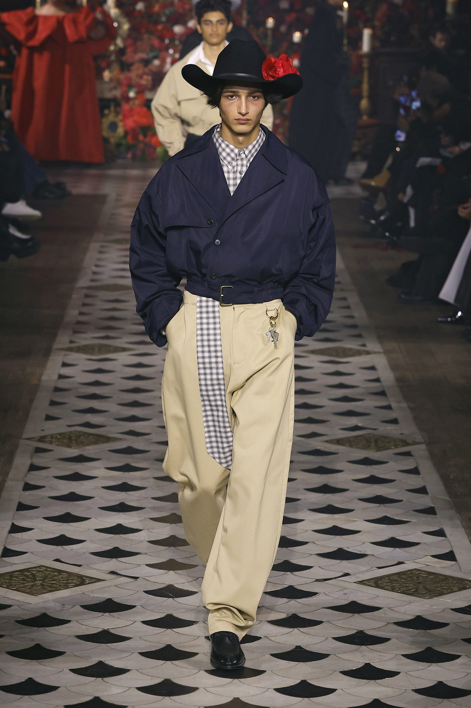 PARIS, FRANCE - JANUARY 24: (EDITORIAL USE ONLY - For Non-Editorial use please seek approval from Fashion House) A model walks the runway during the Willy Chavarria Menswear Fall-Winter 2025/2026 show as part of Paris Fashion Week on January 24, 2025 in Paris, France. (Photo by Estrop/Getty Images)