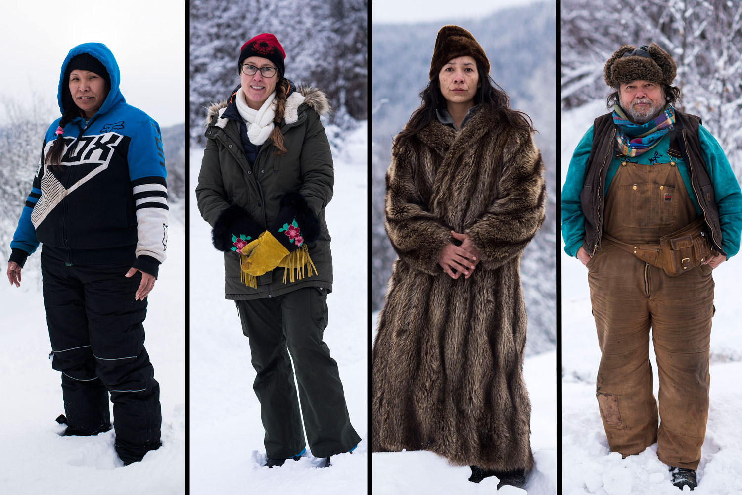 A combination image shows four demonstrators at the Unist'ot'en protest camp near Houston, B.C.