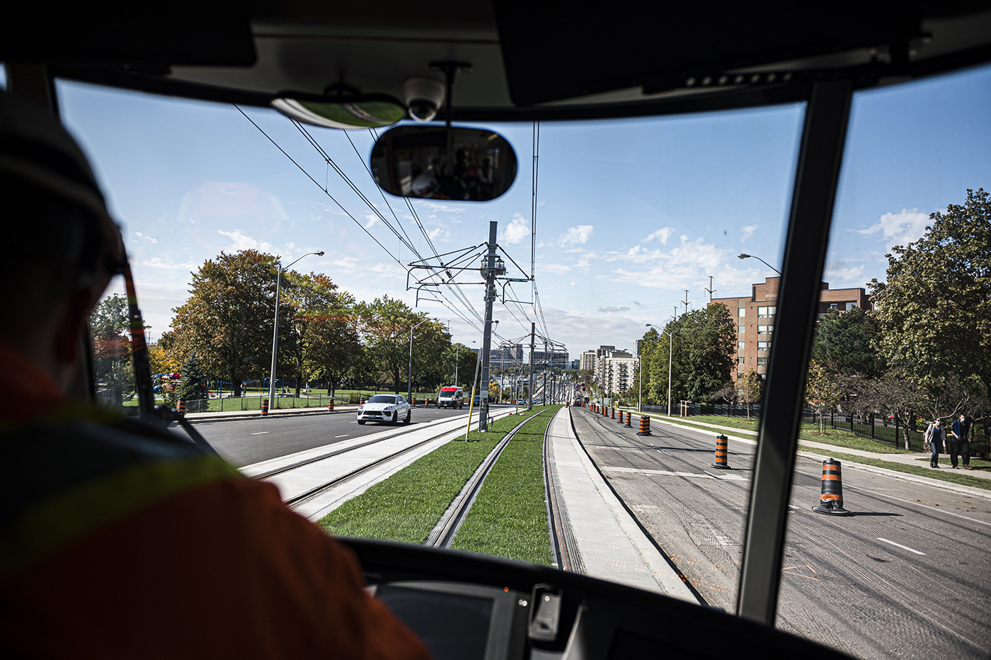 The tracks of the Eglinton Crosstown LRT line are photographed from the train, during a media tour of the line, in Toronto, on Tuesday, October 12, 2021