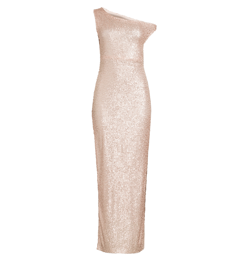 Norma Kamali off-the-shoulder sequin gown