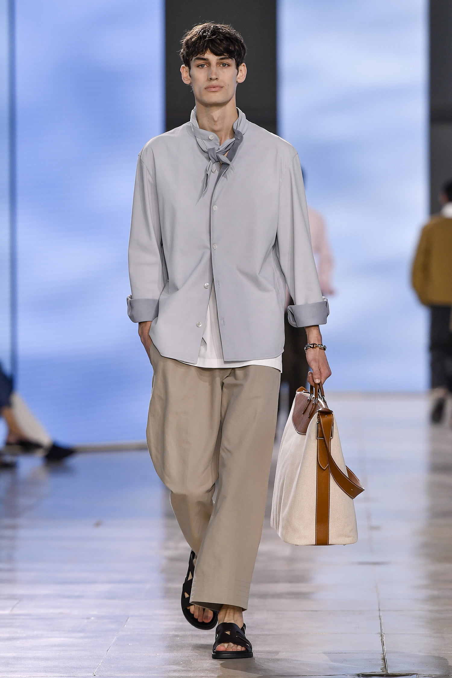 PARIS, FRANCE - JUNE 22: A model walks the runway during the Hermes Ready to Wear Spring/Summer 2025 fashion show as part of the Paris Men Fashion Week on June 22, 2024 in Paris, France. (Photo by Victor VIRGILE/Gamma-Rapho via Getty Images)