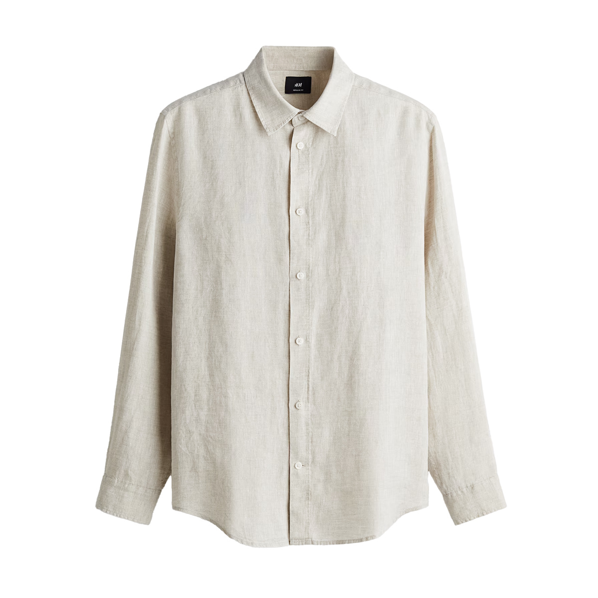 H&M regular-fit linen shirt in a pale tone