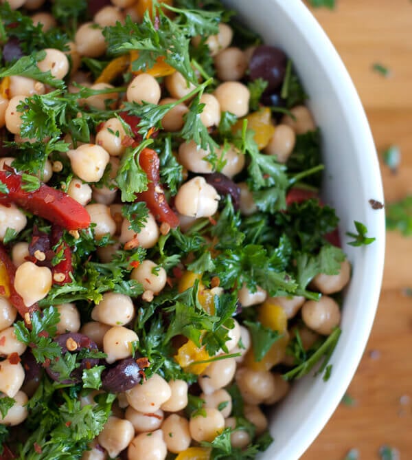 chickpea salad close-up