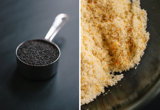 poppy seeds and orange sugar