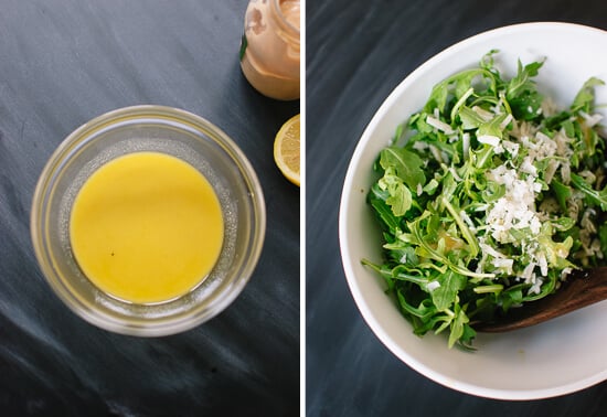lemon vinaigrette and arugula salad