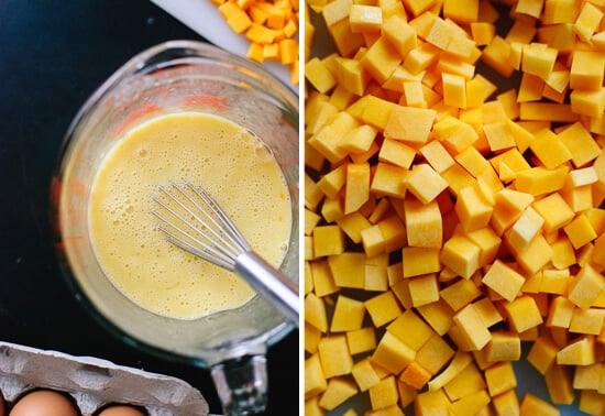 scrambled eggs and butternut squash