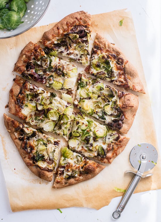 Brussels sprouts pizza - cookieandkate.com
