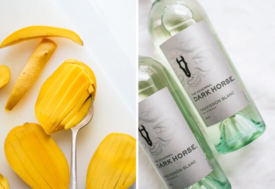 mango and Dark Horse Sauvignon Blanc wine