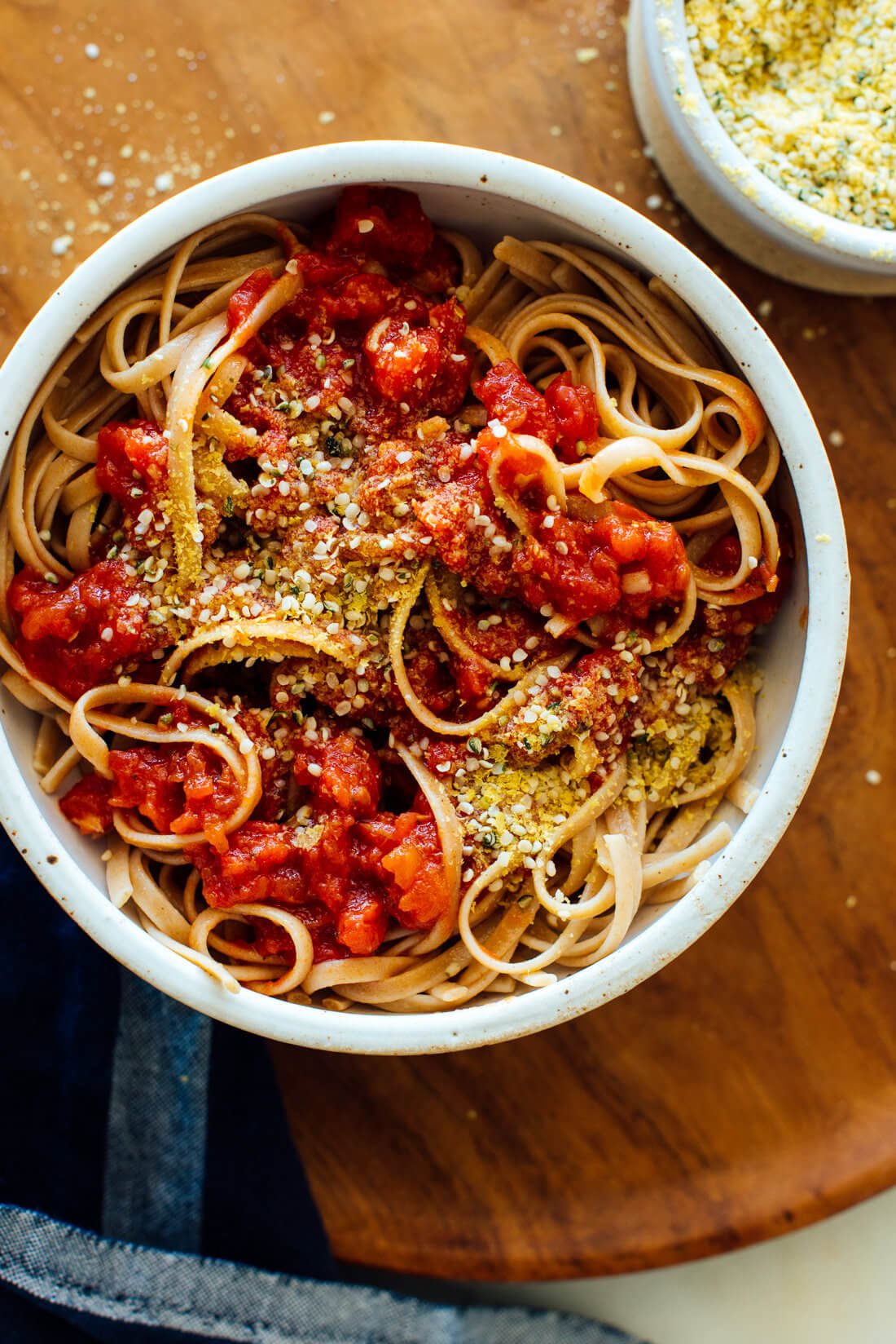 vegan Parmesan on pasta