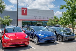 AUSTIN, TEXAS - MAY 31: Tesla Model Y vehicles sit on the lot for sale at a Tesla car dealership on May 31, 2023 in Austin, Texas. Tesla's Model Y has become the world's best selling car in the first quarter of 2023. (Photo by Brandon Bell/Getty Images)
