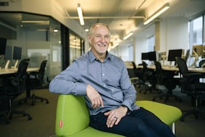 CEO of Skip The Dishes, Steve Puchala, poses for a portrait in their offices in Toronto, Friday March 31, 2023. (Christopher Katsarov/The Globe and Mail)