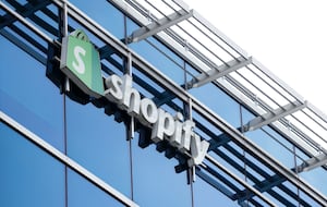Shopify Inc. headquarters signage in Ottawa on Tuesday, May 3, 2022.