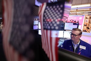 A trader works on the trading floor at the New York Stock Exchange (NYSE) in New York City, U.S., April 4.