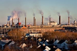 The Rio Tinto-Alcan plant is pictured near a residential area in the Arvida district of Saguenay, 225km North East of Quebec City Wednesday November 10, 2010. A company town, Arvida was planned around the plant so people could walk to it. Photo Francis Vachon / Globe and Mail