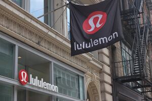 Lululemon signage is seen at a department store on June 5 in New York City.