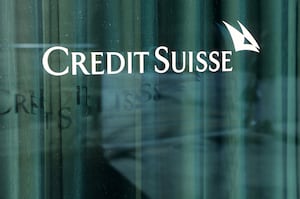 FILE PHOTO: A logo is pictured on the Credit Suisse bank in Geneva, Switzerland, March 15, 2023. REUTERS/Denis Balibouse/File Photo