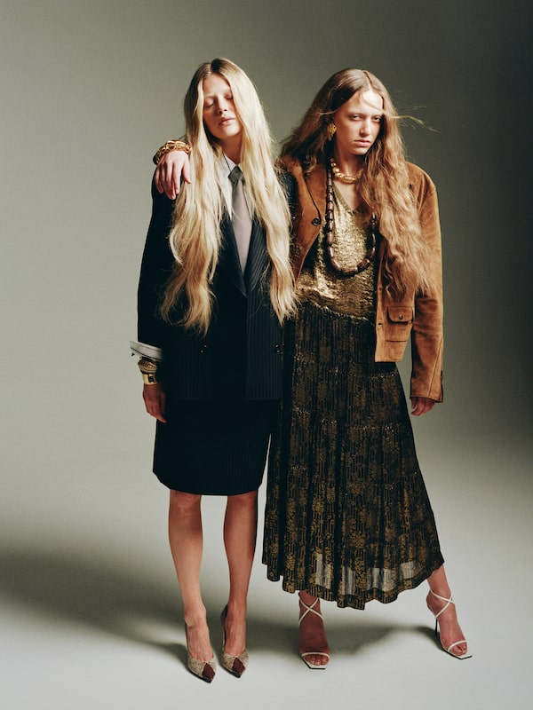 SMOKING SECTION

The full spectrum of Yves Saint Laurent’s signatures is captured in a pair of archival looks: sharp suiting, bohemian nonchalance and killer heels.

On Jamie (left): Archival Saint Laurent Rive Gauche 1980s skirt suit, US$1,455 through vintagecouture.com. Shirt, $600 at Holt Renfrew (holtrenfrew.com). Archival Saint Laurent heels, $795 at VSP Consignment (vspconsignment.com). Carole Tanenbaum Vintage Collection jewellery, all price on request through caroletanenbaum.com. Tie, stylist’s own. On Sage (right): Archival YSL fall 1976 top and skirt set, US$1,700 through vintagecouture.com. Archival Saint Laurent 2015 jacket, $2,200 at 20 Maud (@20maudst on Instagram). Archival Saint Laurent sandals at VSP Consignment. Carole Tanenbaum Vintage Collection jewellery, all price on request through caroletanenbaum.com.