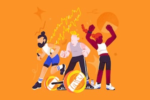 An illustration of people working out
