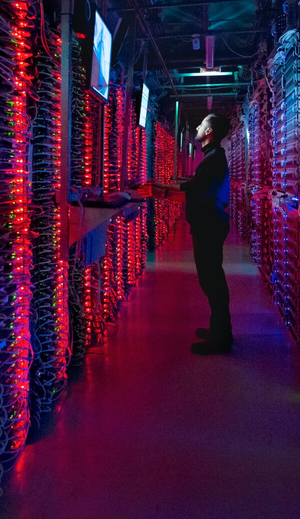 An employee works at OVHcloud's data centre in Beauharnois, Que., one of the French company’s two data centres in Canada.