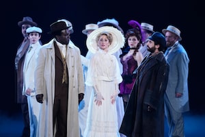 Joshua Henry, from left, Caissie Levy, Brandon Uranowitz and the cast of "Ragtime" perform during the 79th Tony Awards at Radio City Music Hall in New York.