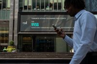 A person walks past the TMX Market Centre in Toronto, Wednesday, Sept. 11, 2024. THE CANADIAN PRESS/Paige Taylor White