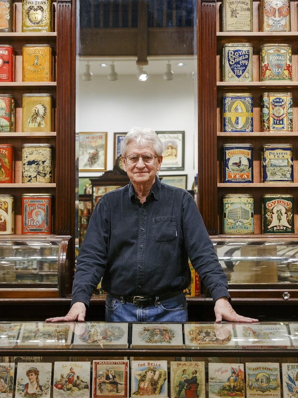 Glen Paruk, a 75-year-old lawyer, shows off his expansive tin can collection in his West Vancouver home earlier this summer.