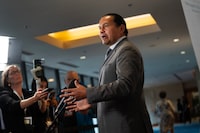 Manitoba Premier Wab Kinew speaks to reporters at the Council of the Federation meeting in Charlottetown on Wednesday July 22, 2026. THE CANADIAN PRESS/Darren Calabrese