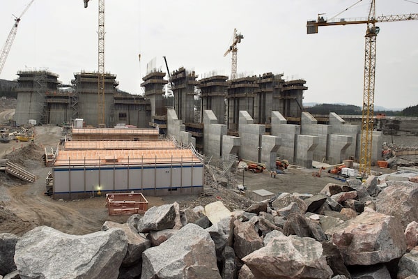 The construction site of the hydroelectric facility at Muskrat Falls, in July, 2015. The project, initially estimated at $6.2-billion, ending up costing more than $13.5-billion.