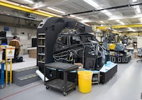The flight simulator assembly plant is seen at the CAE facility in Montreal, Tuesday, Jan. 14, 2025 