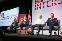 Raymond Gatcliffe, second from left, spoke at the Intersect 2026 conference on Wednesday.