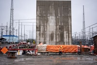 Employees work on the BC Hydro Skeena Substation in Terrace, B.C., on Thursday, November 13, 2025. THE CANADIAN PRESS/Ethan Cairns