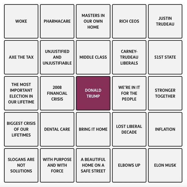 federal election leaders debate bingo card
