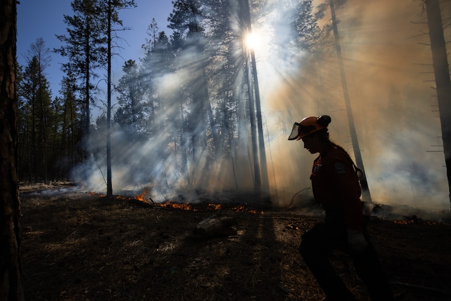 At this prescribed burn outside Cranbrook, B.C., three years ago, many of the firefighters on duty do not have masks on. Only more recently has the B.C. Wildfire Service begun issuing respirators to its personnel.