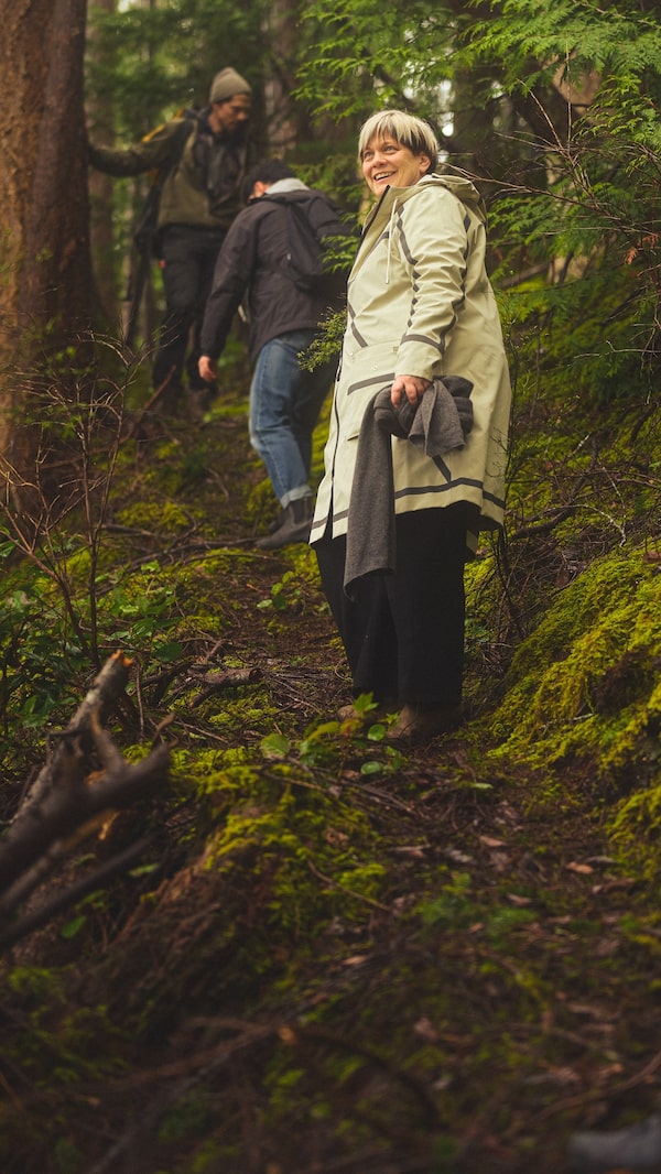 Andrea Carlson, chef and owner of Burdock & Co. on a foraging expedition in Powell River, B.C.
