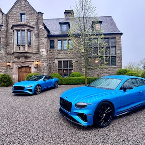The convertible GTC S and hardtop GT S on display at an event in New York State. Both S models use Bentley’s High Performance Hybrid system, built around a four-litre twin-turbocharged V8.